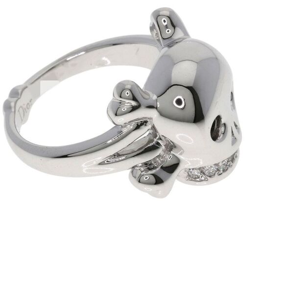 DIOR Tete De Mall Skull Diamond #55 Ring 18K White Gold Women's - Picture 11 of 13